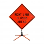 Roll Up Sign & Stand - 48 Inch Right Lane Closed Ahead Roll Up Reflective Traffic Sign